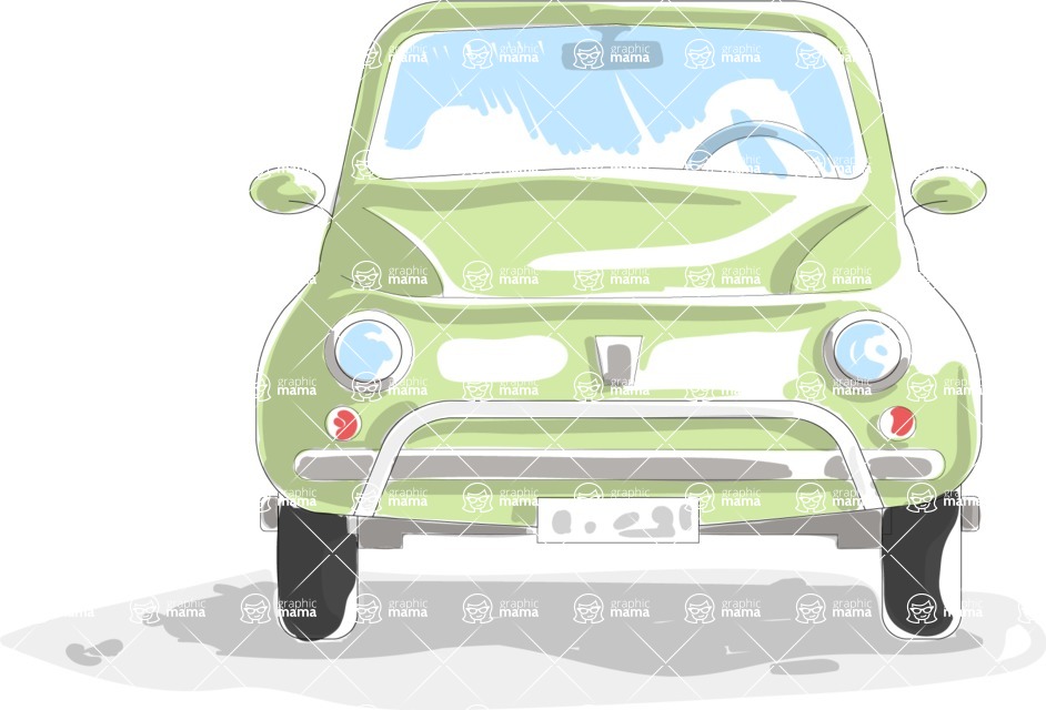 Italy Themed Graphic Collection - Vintage Hand Drawn Car Vector Image